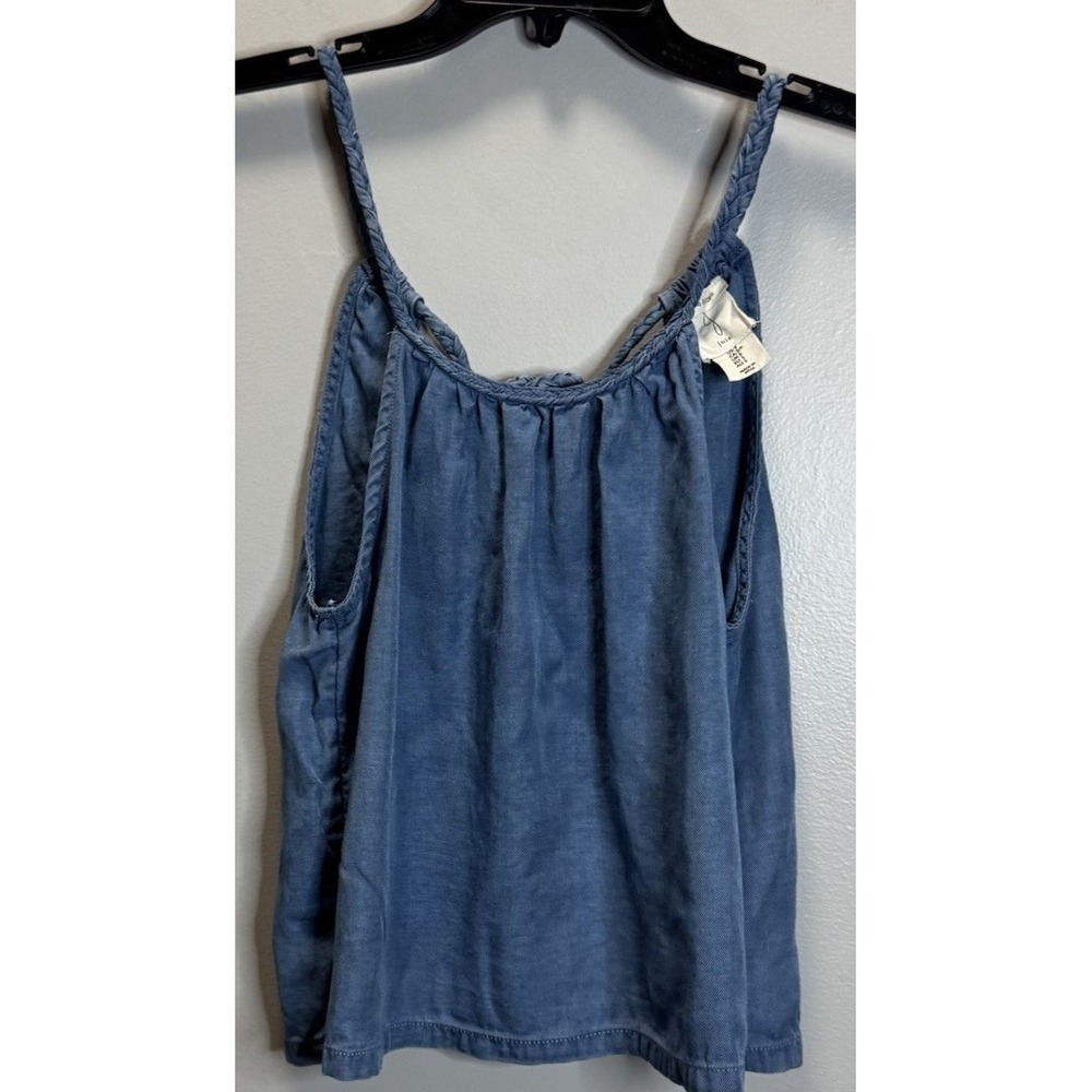 Joie Halter Top Size Small Soft Chambray Braided Straps Crop Boho Tank Top Blue